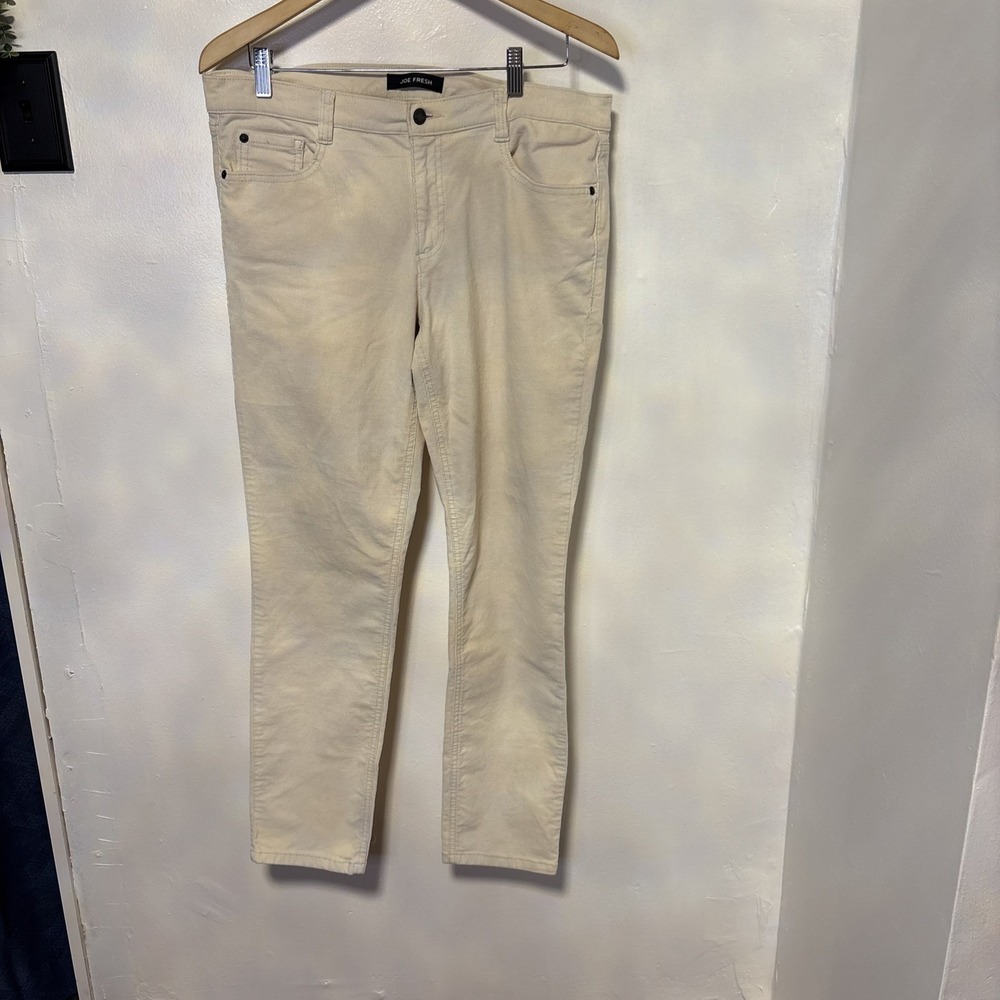 Joe Fresh Corduroy Pants Slim Low Rise CREAM BEIGHE  Women's 34/30‎